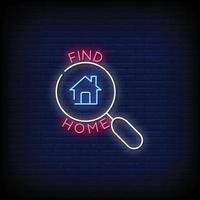 Find Home Neon Signs Style Text Vector