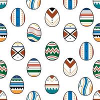 Happy Easter seamless pattern with colorful eggs vector
