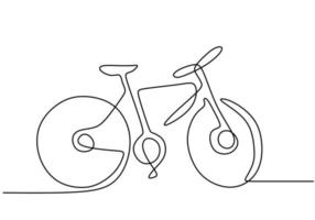 Una línea continua dibujada en bicicleta dibujo a mano alzada, concepto de negocio boceto de bicicleta, un transporte tradicional vector