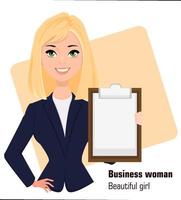 Young cartoon businesswoman wearing business style clothing vector