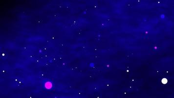 Fondo de espacio de partículas púrpuras y azules que fluyen video