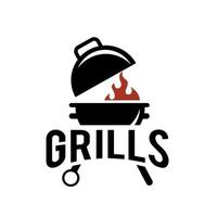 Diseño de logotipo de barbacoa premium moderno simple comida o concepto de ilustración de vector de plantilla de parrilla