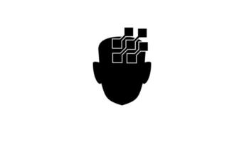 simple head data brain vector logo icon design flat illustration