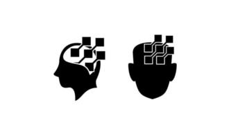 set collection head data brain black logo icon design vector flat illustration