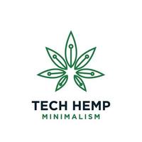 minimalism hemp tech green line vector logo