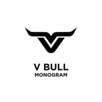 abstract bull horn head initial letter v logo icon design vector illustration