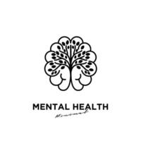 simple abstract Mental health vector illustration logo icon design with brain and leaf tree