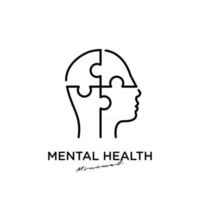 simple abstract Mental health vector illustration logo icon design with puzzle