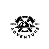 simple aventura de montaña premium al aire libre insignia vector logo icono diseño