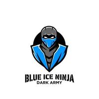 simple premium ninja mask blue vector logo icon illustration design