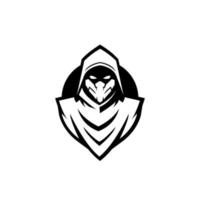 Máscara ninja premium simple diseño de ilustración de icono de logotipo vectorial negro vector