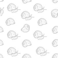 Hand Drawn Snails Engraved Seamless Pattern in Vintage Style vector