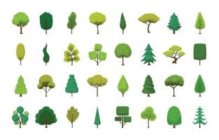 Green Cartoon Tree Collection vector