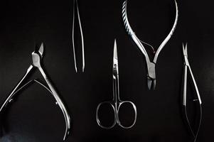 A set of cosmetic tools for manicure and pedicure closeup photo