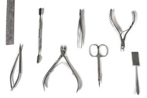 A set of cosmetic tools for manicure and pedicure closeup photo