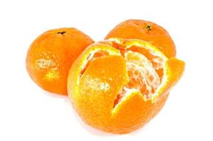 Orange mandarins tangerine peel or mandarin slice isolated on white background photo