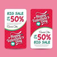 Valentine sale discount banner template promotion vector