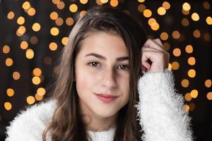 Close-up portrait of very beautiful young woman photo