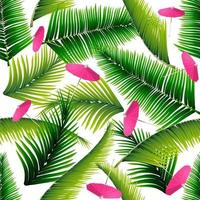 Seamless texture of palm leaves and cocktail umbrellas for your creativity vector