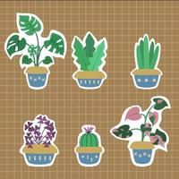 Tropical houseplant sticker vector