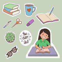 Studying sticker pack vector back to school