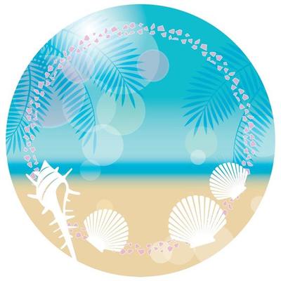 Round Vector Summer Background Illustration With Sandy Beach And Shellfishes With Text Space Isolated On A White Background