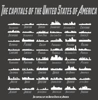The Capitals of the United States of America 48 city silhouette vector