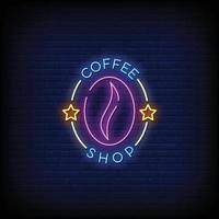 Coffee Shop Neon Signs Style Text Vector