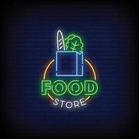 Food Store Neon Signs Style Text Vector