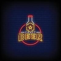 Craft Beer Neon Signs Style Text Vector