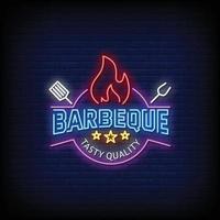 Barbecue Neon Signs Style Text Vector