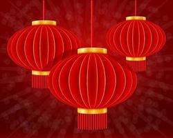 red chinese lanterns for holiday and festival decoration for design stock vector illustration isolated on white background