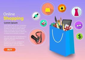 Online shopping through your mobile phone in your home vector