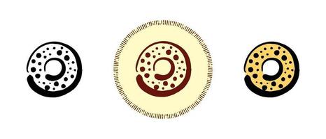 Contour and color and retro donut symbols vector