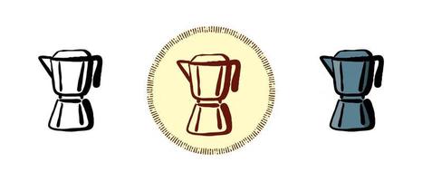 Outline and color and retro symbols of a geyser coffee maker vector