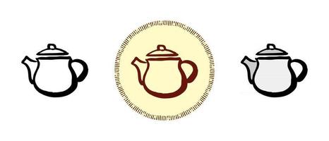 Outline and color and retro teapot symbols vector