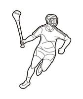 Hurling Sport Player Running Outline vector