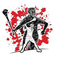 Silhouette Hurling Sport Team Players Action vector