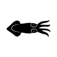 Squid sea creature animal black silhouette cut template vector