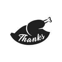 día de acción de gracias etiqueta adhesiva decoración de la cocina otoño noviembre vacaciones pavo con letras silueta negra plantilla de corte vector