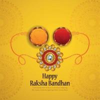 Raksha bandhan indian festival with kumkum and crystal rakhi vector