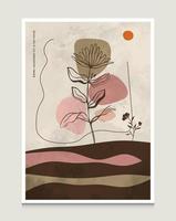 Modern Abstract Botanical Line Art Vector Illustration Background With Botanical Line Art Scene Suitable For Books Covers Brochures Flyers Social Posts Etc
