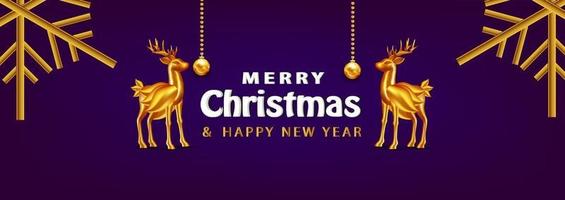 luxury christmas banner xmas background with realistic objects and gold deer vector