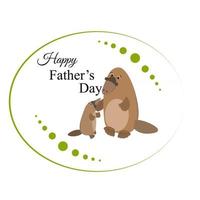 Cute Father Day card with platypuses and green elements vector