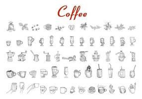 dibujado a mano ilustración gráfica de vector de juego de café