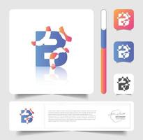 Letter B paper cut style logo or symbol vector