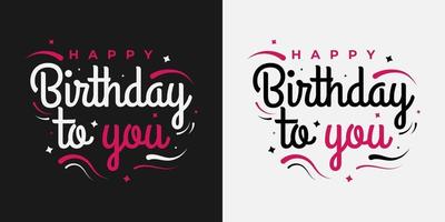 tarjeta de feliz cumpleaños o banner texto de feliz cumpleaños letras caligrafía con adornos hermoso cartel de saludo con caligrafía vector