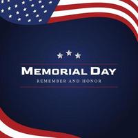 memorial day remember and honor background with usa flag vector