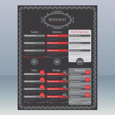 Black and Red Elegant Restaurant Menu