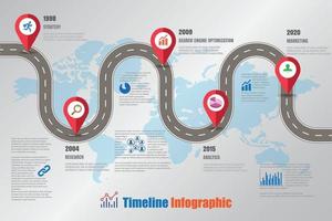 Iconos de infografía de línea de tiempo de hoja de ruta de negocios diseñados para elemento de plantilla de fondo abstracto proceso de diagrama moderno páginas web tecnología marketing digital presentación de datos gráfico ilustración vectorial vector